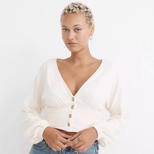 Madewell Deep-V Button-Front Crop Top sz XXS NG595